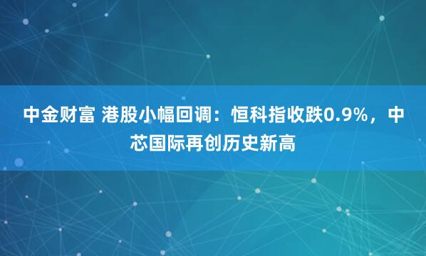 中金财富 港股小幅回调：恒科指收跌0.9%，中芯国际再创历史新高